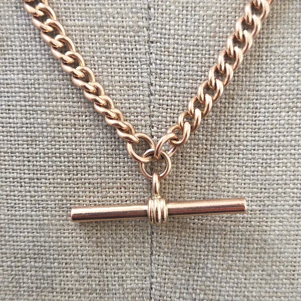 Antique Rose Gold Albert Necklace - 21 Inches-Small 