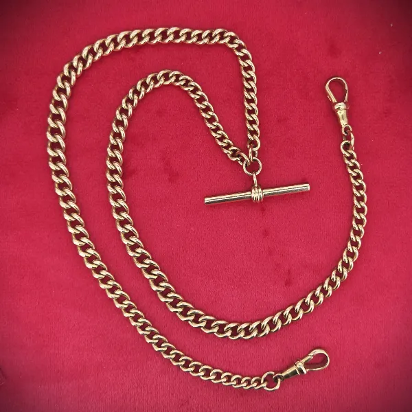 Antique Jewellery Ireland  - Antique Rose Gold Albert Necklace - 21 Inches