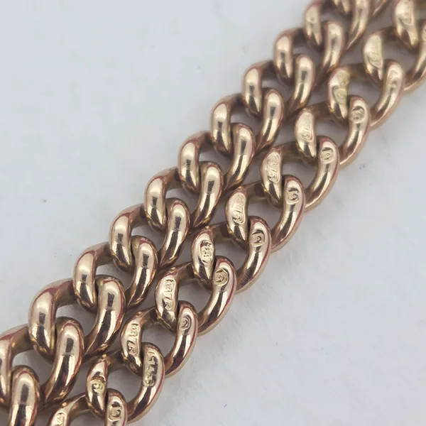 Antique Rose Gold Albert Necklace with Rolling T-Bar - 17 inches- Crown View 