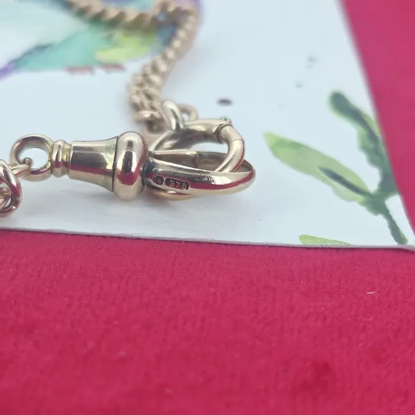 Antique Rose Gold Albert Necklace with Rolling T-Bar - 17 inches- Magnified 
