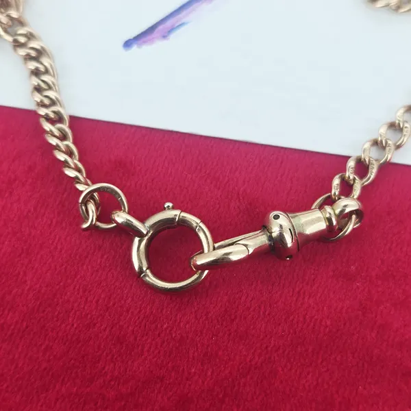 Antique Rose Gold Albert Necklace with Rolling T-Bar - 17 inches-Original 