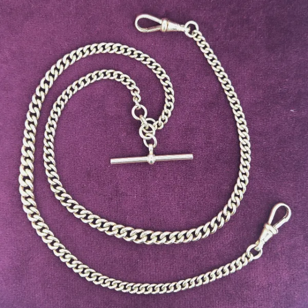 Antique Rose Gold Graduated T-Bar Necklace - 20 Inches- Side View 