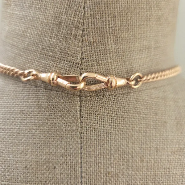 Antique Rose Gold Graduated T-Bar Necklace - 20 Inches-Top Left View 