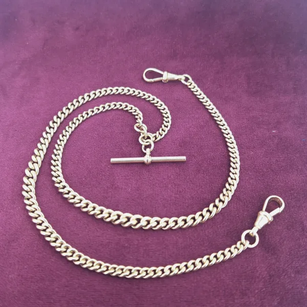 Antique Rose Gold Graduated T-Bar Necklace - 20 Inches- Front View 