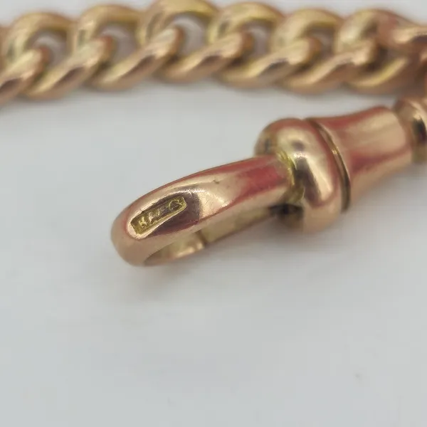 Antique Rose Gold Albert Chain with T-Bar with Optional Extender-Top Left View 