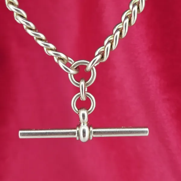 Antique Rose Gold Albert Chain with T-Bar with Optional Extender- Magnified 