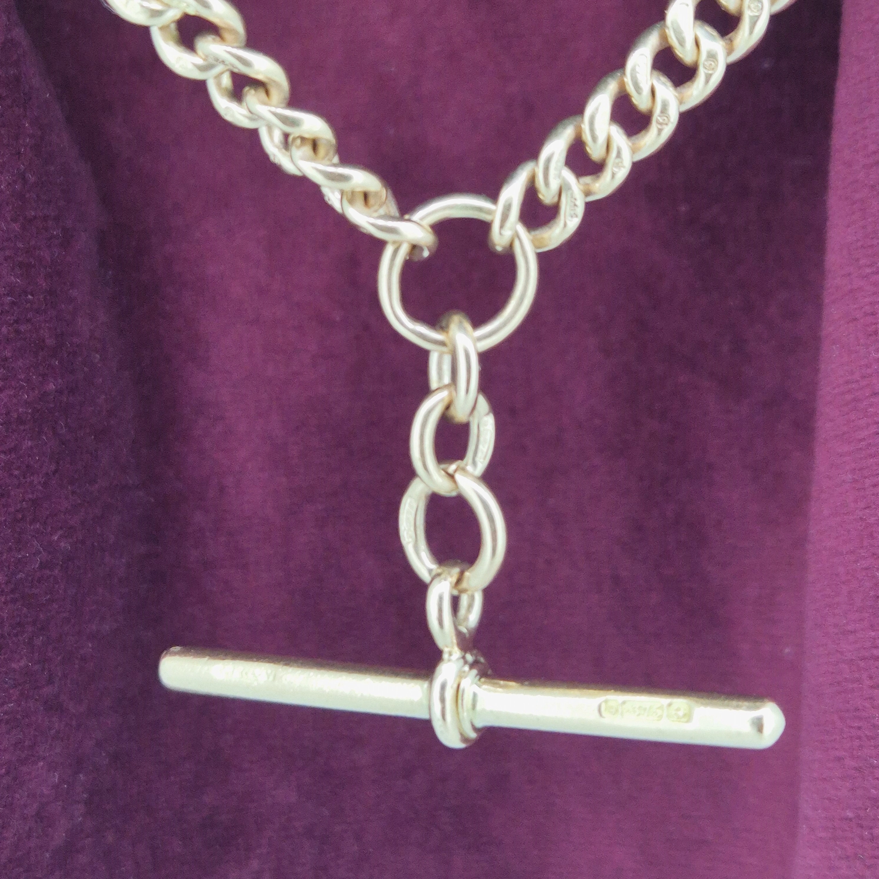Beautiful 9ct Rose Gold Antique Albert Chain-beautiful-rose-gold-albert-chain-original-links-fittings.webp