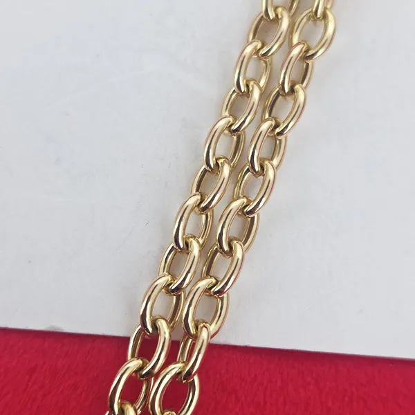 9ct Gold Cable Link Necklace with T-Bar and Heart- Magnified 