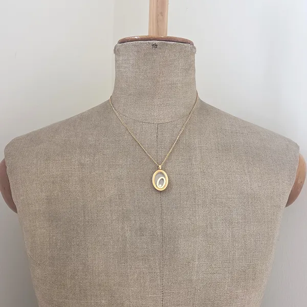Chopard Happy Spirit One Piece Oval Diamond Necklace in Yellow Gold-Top Left View 