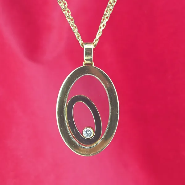 Chopard Happy Spirit One Piece Oval Diamond Necklace in Yellow Gold- Front View 