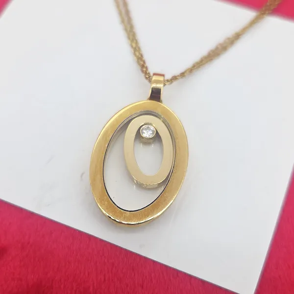 Chopard Happy Spirit One Piece Oval Diamond Necklace in Yellow Gold- Reverse Angle 