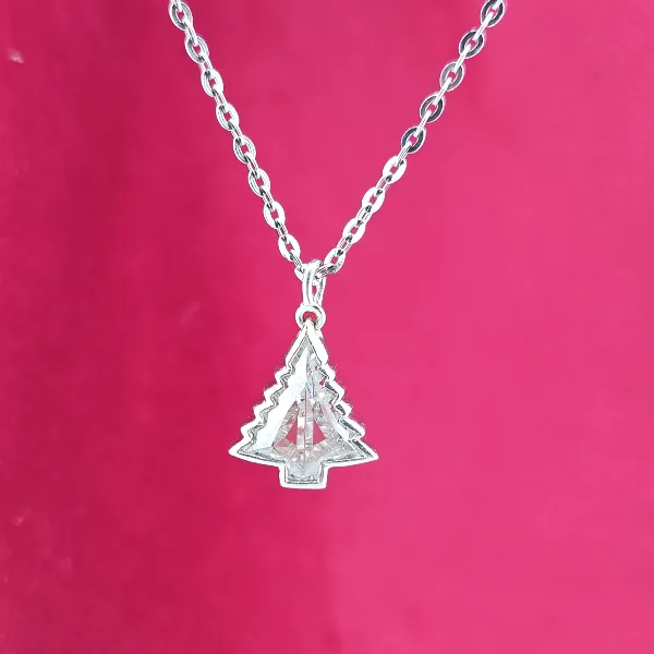 1.00ct Diamond Christmas Tree Pendant- Side View 