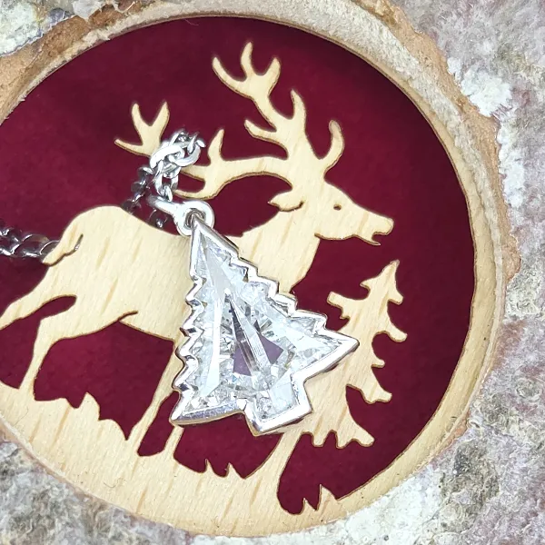 1.00ct Diamond Christmas Tree Pendant- Front View 