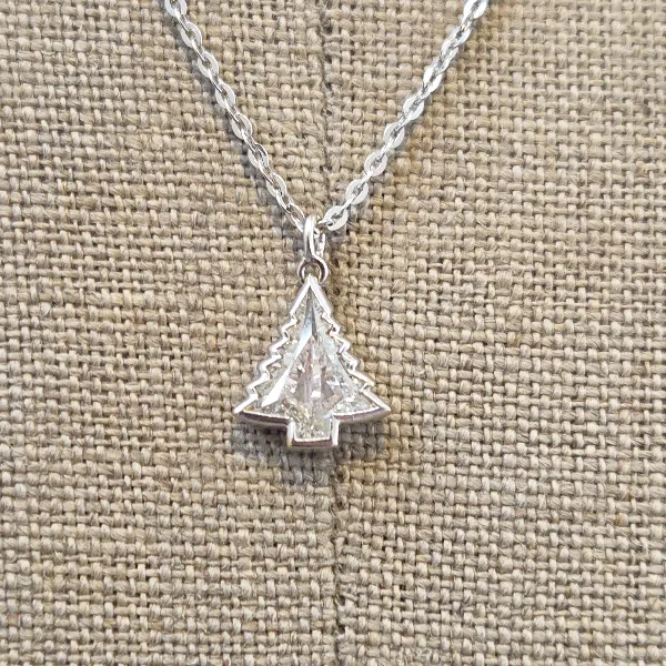 1.00ct Diamond Christmas Tree Pendant- Crown View 