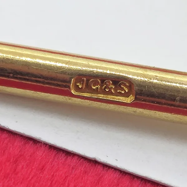 Gorgeous Dainty 18ct Yellow Gold Albert Chain with T-Bar and Bolt Ring- Crown View 