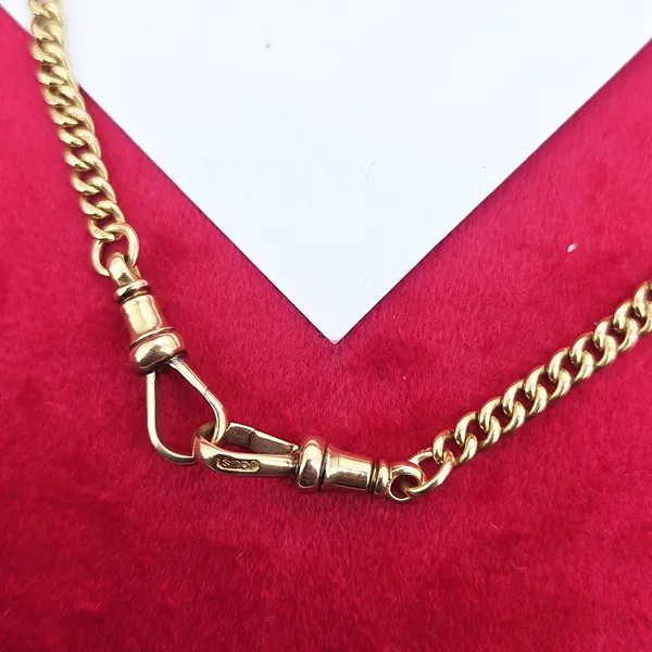 Gorgeous Dainty 18ct Yellow Gold Albert Chain with T-Bar and Bolt Ring-Original 