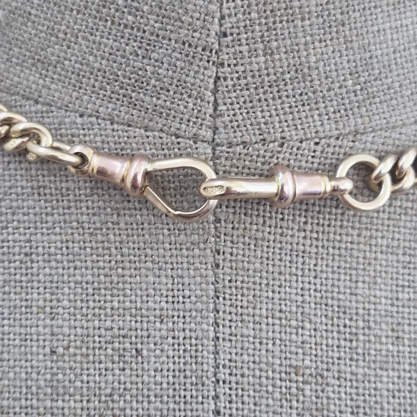 Date 1881! Rare Antique Yellow Gold Albefrt Chain with Rolling T-Bar-Top Right View 