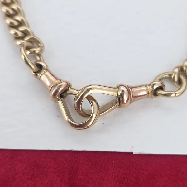 Date 1881! Rare Antique Yellow Gold Albefrt Chain with Rolling T-Bar-Left View 