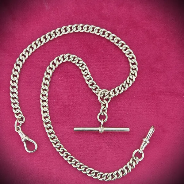 Date 1881! Rare Antique Yellow Gold Albefrt Chain with Rolling T-Bar