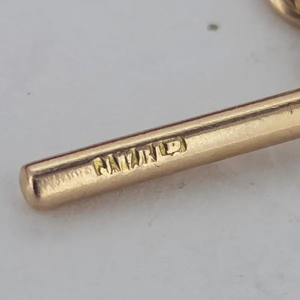 Date 1905! 14ct/15ct Yellow Gold Antique Trombone and Twist Link Albert Chain- Crown View 