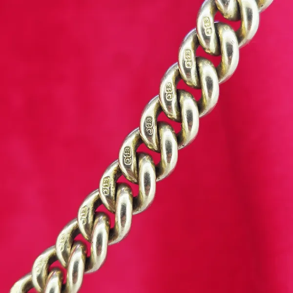 Date 1985! 18ct Yellow Gold Albert Chain with T-Bar and Bolt Ring- Reverse Angle 