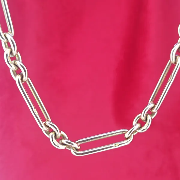 Divine 9ct Rose Gold Trombone Link Albert Chain with Removable T-Bar- Reverse Angle 
