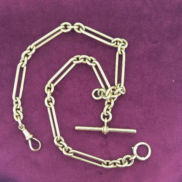 Divine Antique Yellow Gold 18ct Albert Chain- Side View 