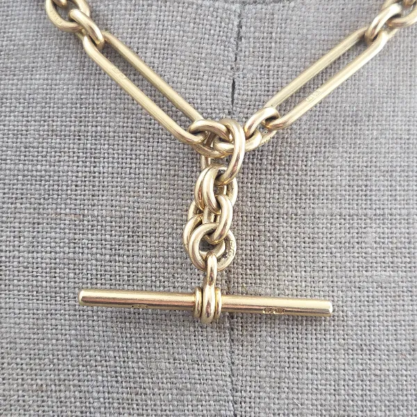 Divine Antique Yellow Gold 18ct Albert Chain-Top Left View 