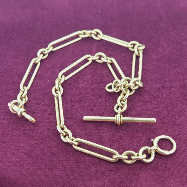 Divine Antique Yellow Gold 18ct Albert Chain- Front View 