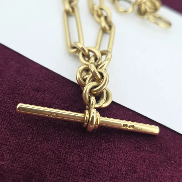 Divine Antique Yellow Gold 18ct Albert Chain- Crown View 