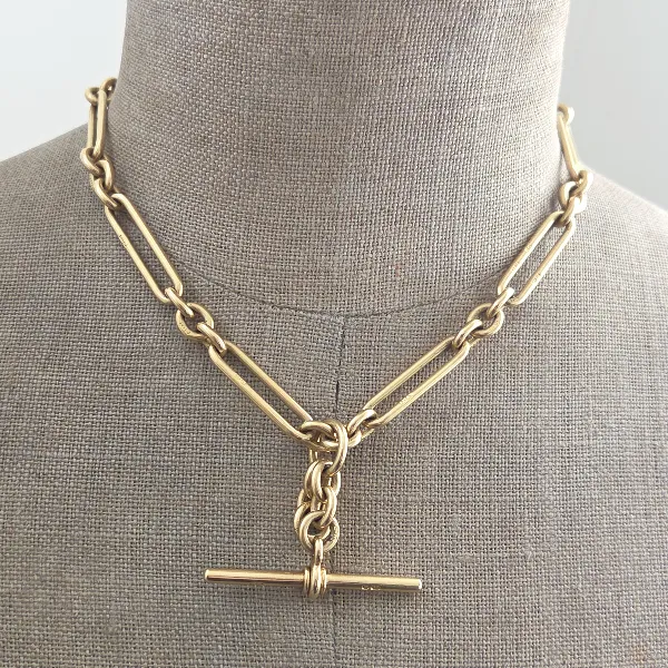 Divine Antique Yellow Gold 18ct Albert Chain-Left View 
