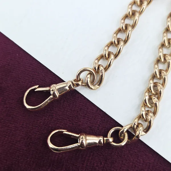 Vintage 9ct Rose Gold Double Swivel Albert Chain-Small 