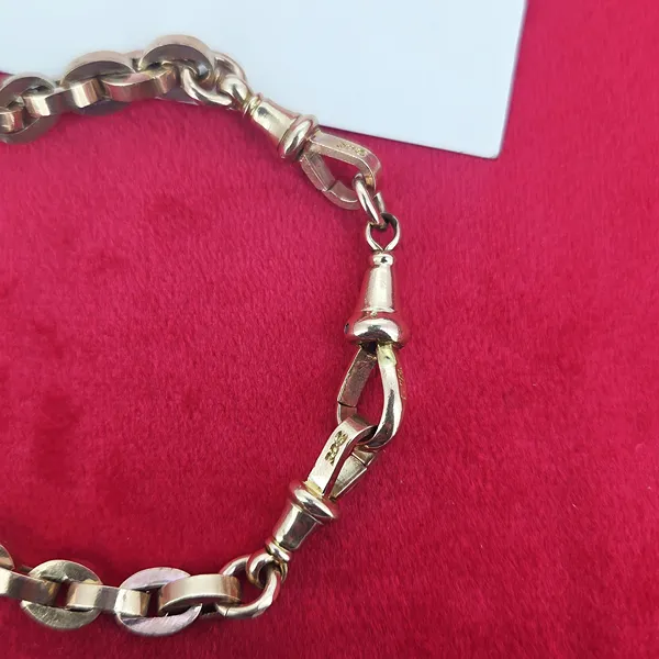 Fancy Rose Gold Antique Albert Chain with Compass & T-Bar- Magnified 