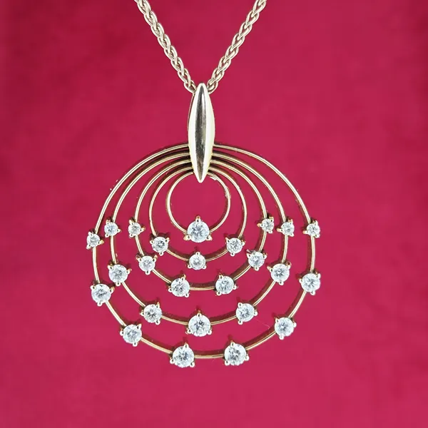 18ct Rose Gold Diamond Scatter Pendant- Side View 