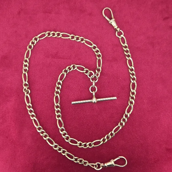 Vintage 9ct Yellow Gold Figaro T-Bar Necklace-figaro-albert-with-tbar-in-yellow-gold.webp