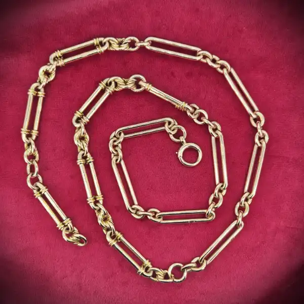  Thumbnail of Date 1894! Gorgeous 9ct Rose Gold Fetter Link Chain