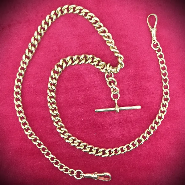 Authentic Antique Jewellery  - 9ct Graduated Yellow Gold Albert Necklace