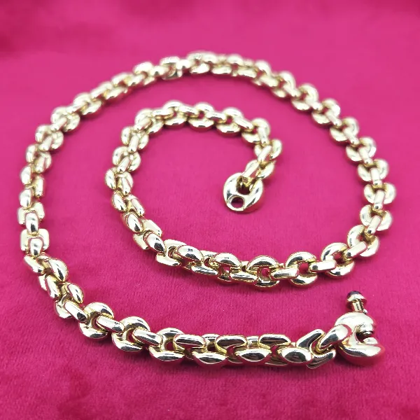 Heavy 18ct Gold Fancy Mariner Link Necklace- Front View 