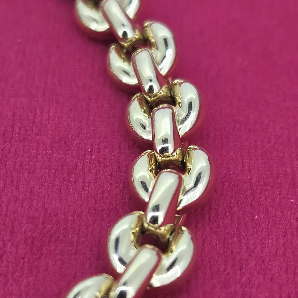 Heavy 18ct Gold Fancy Mariner Link Necklace- Crown View 