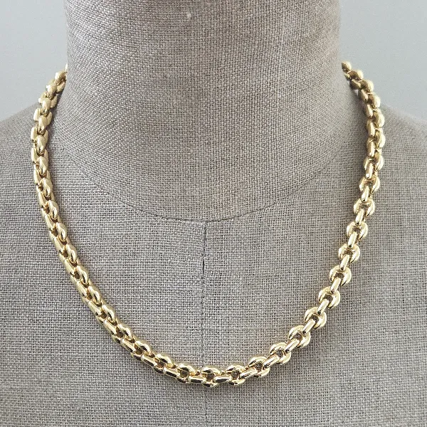 Heavy 18ct Gold Fancy Mariner Link Necklace-Left View 