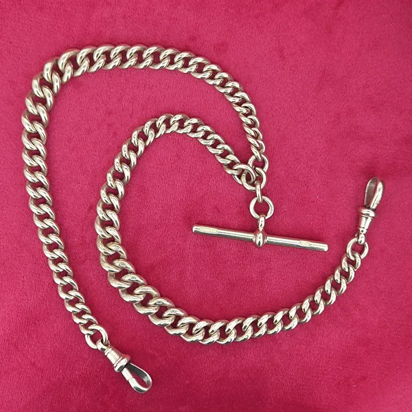 Heavyweight 9ct Rose Gold Graduated Antique Albert Chain- Side View 