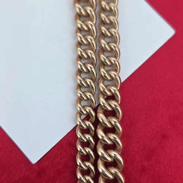 Heavyweight 9ct Rose Gold Graduated Antique Albert Chain- Magnified 