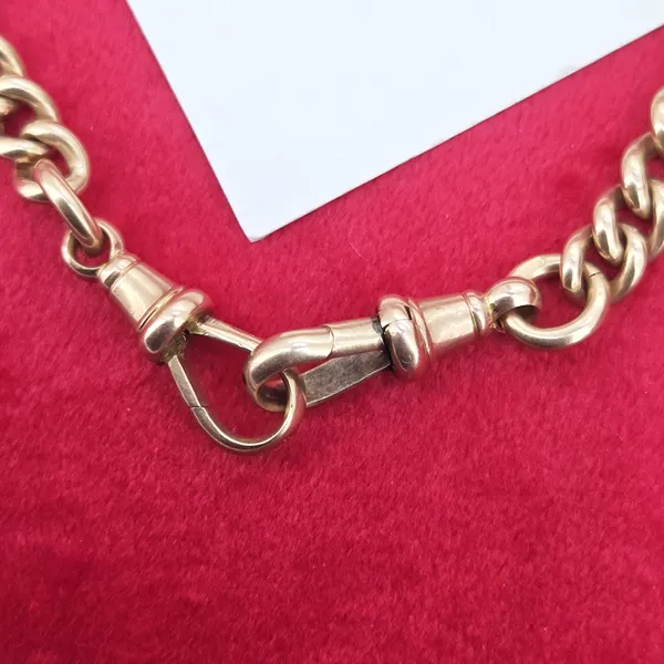 Heavyweight 9ct Rose Gold Graduated Antique Albert Chain-Small 