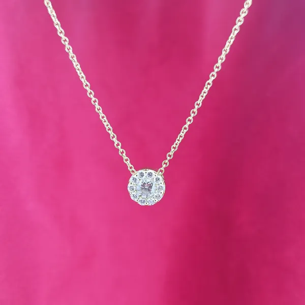 Italian 18ct Yellow Gold Diamond Cluster Pendant- Side View 