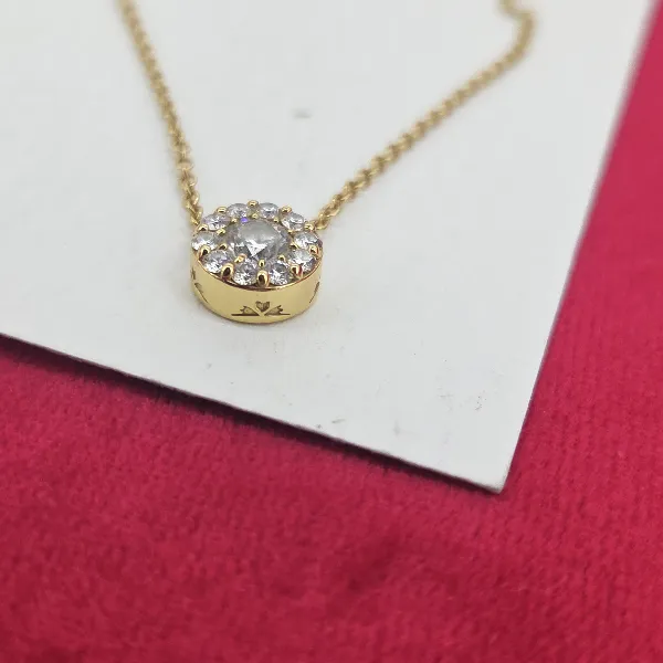 Italian 18ct Yellow Gold Diamond Cluster Pendant- Reverse Angle 