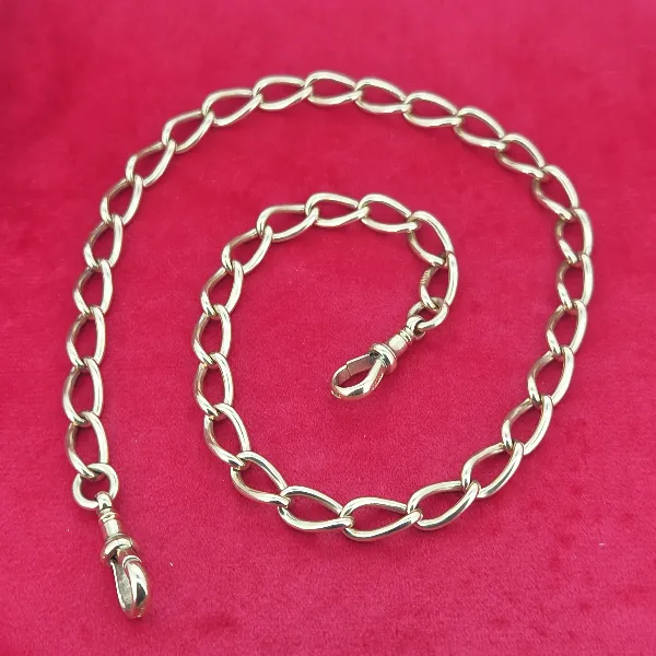 Loose Link Rose Gold Antique Albert Chain- Front View 