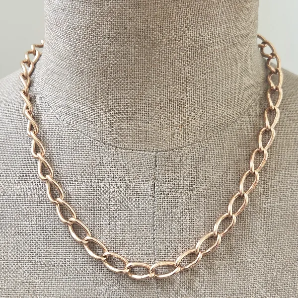 Loose Link Rose Gold Antique Albert Chain- Magnified 