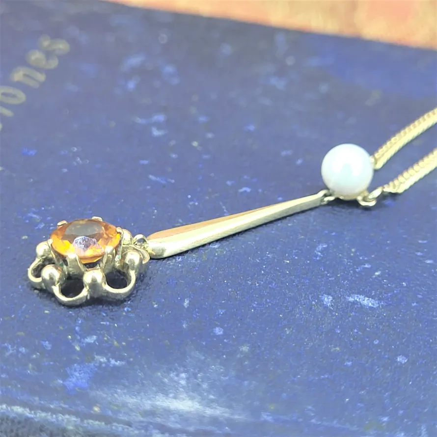 Pearl & Tourmaline Drop Pendant Necklace-morganite-drop-pendant-dublin.webp