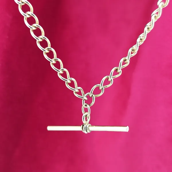 Vintage Curb Chain with T-Bar-open-curb-link-vintage-albert-with-tbar.webp