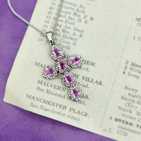 18ct White Gold Pink Sapphire & Diamond Cross-pink-sapphire-and-diamond-cross.webp